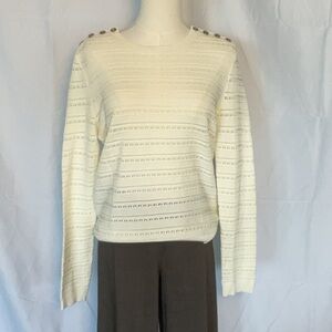 Maje white sweater w/gold buttons size 2